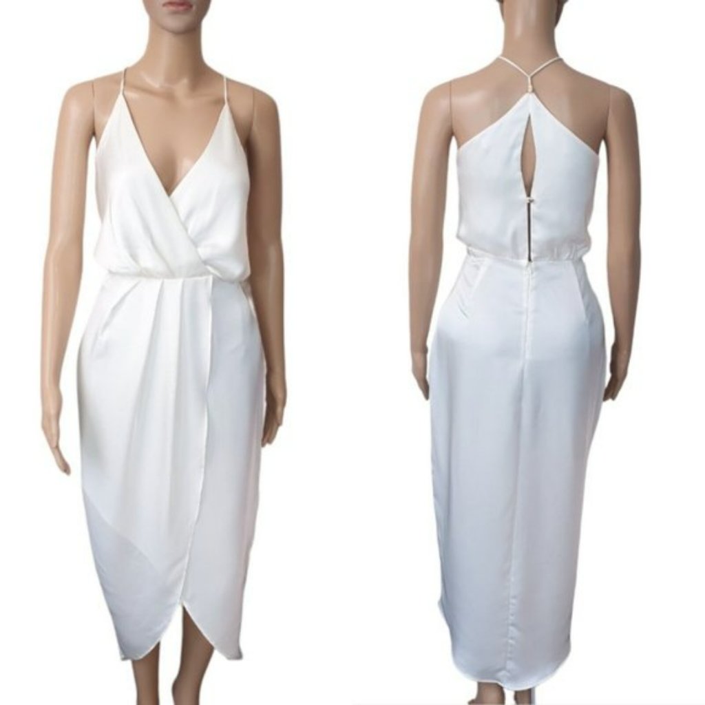 Sheike Dress Sze Wrap Silky Satin Cocktail Evening As New Party Draped